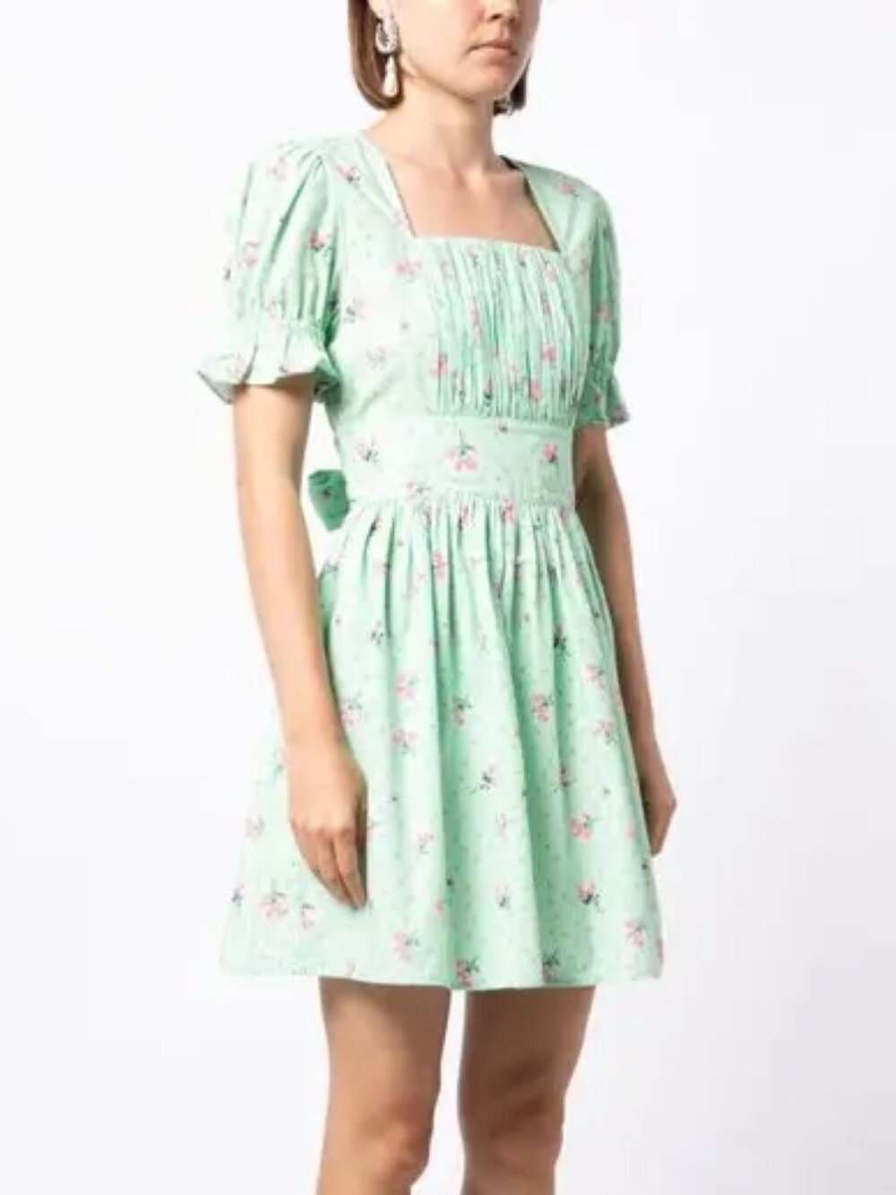 BATSHEVA Popham Pintucked Floral-Print Cotton-Poplin Mini Dress - Picture 2 of 13